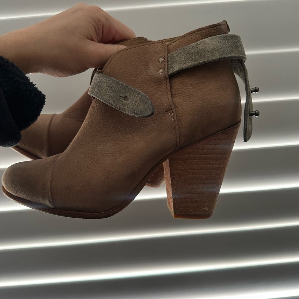 rag & bone Tan Ankle Boots with Gray Strap